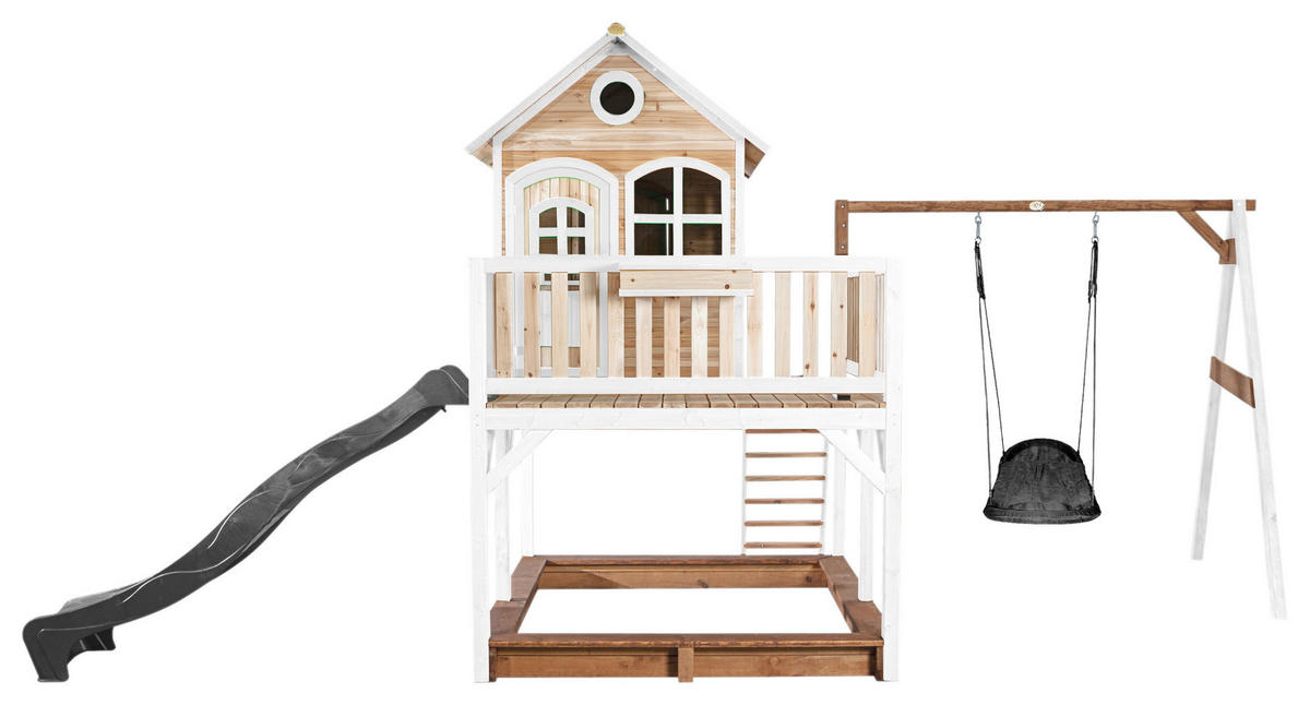 SPIELTURM 613/291/277 cm  - Weiss/Braun, Konventionell, Holz (613/291/277cm)