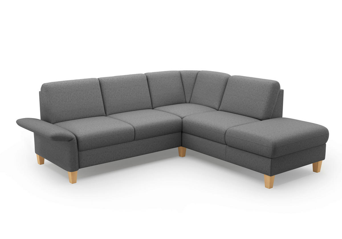 ECKSOFA ROCHELLE E Dunkelgrau Flachgewebe  - Eichefarben/Dunkelgrau, KONVENTIONELL, Holz/Textil (240/216cm) - Sit & More