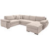 Wohnlandschaft in Cord Beige  - Chromfarben/Beige, KONVENTIONELL, Textil/Metall (219/305/157cm) - Livetastic
