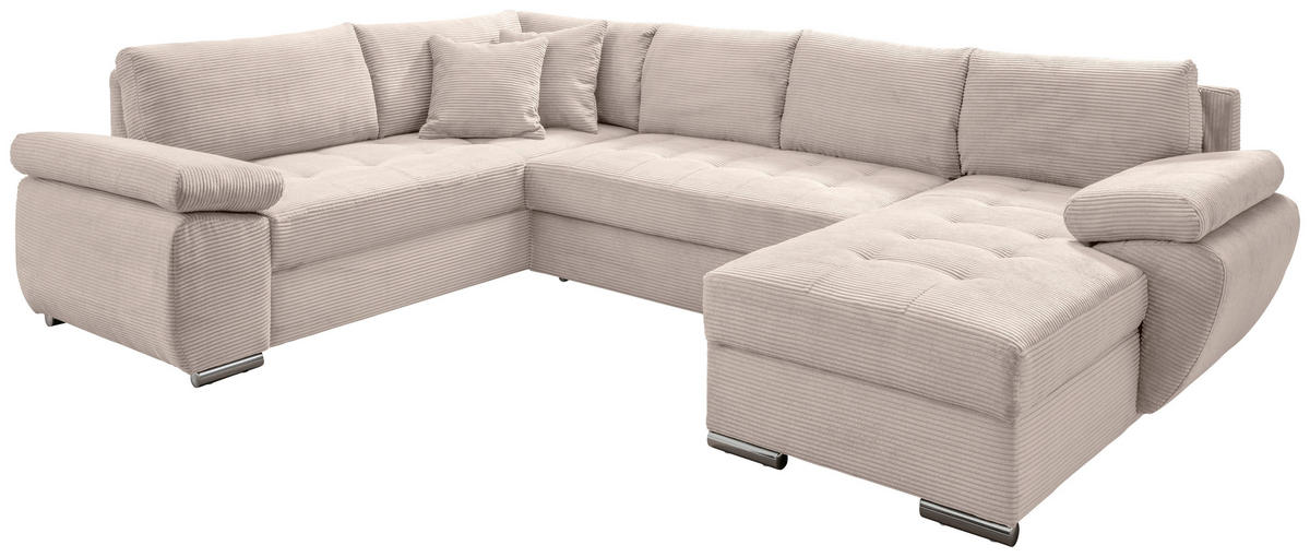 Wohnlandschaft tekstil  bež   - bež/boje kroma, Konvencionalno, tekstil/metal (219/305/157cm) - Livetastic