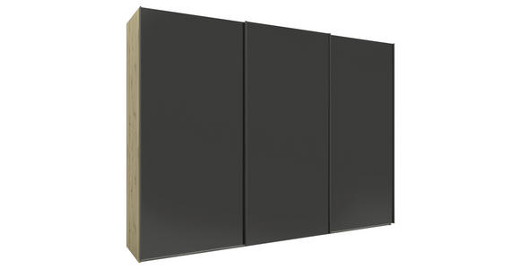 SCHWEBETÜRENSCHRANK 300/223/69 cm 3-türig Anthrazit, Eiche Artisan - Anthrazit/Eiche Artisan, KONVENTIONELL, Glas/Holzwerkstoff (300/223/69cm) - Novel