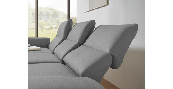 ECKSOFA  in Flachgewebe Hellgrau Armteilverstellung, Relaxfunktion, Drehsitzfunktion  175-224/255-365 cm  - Hellgrau/Schwarz, Design, Textil/Metall (175-224/255-365cm) - Dieter Knoll