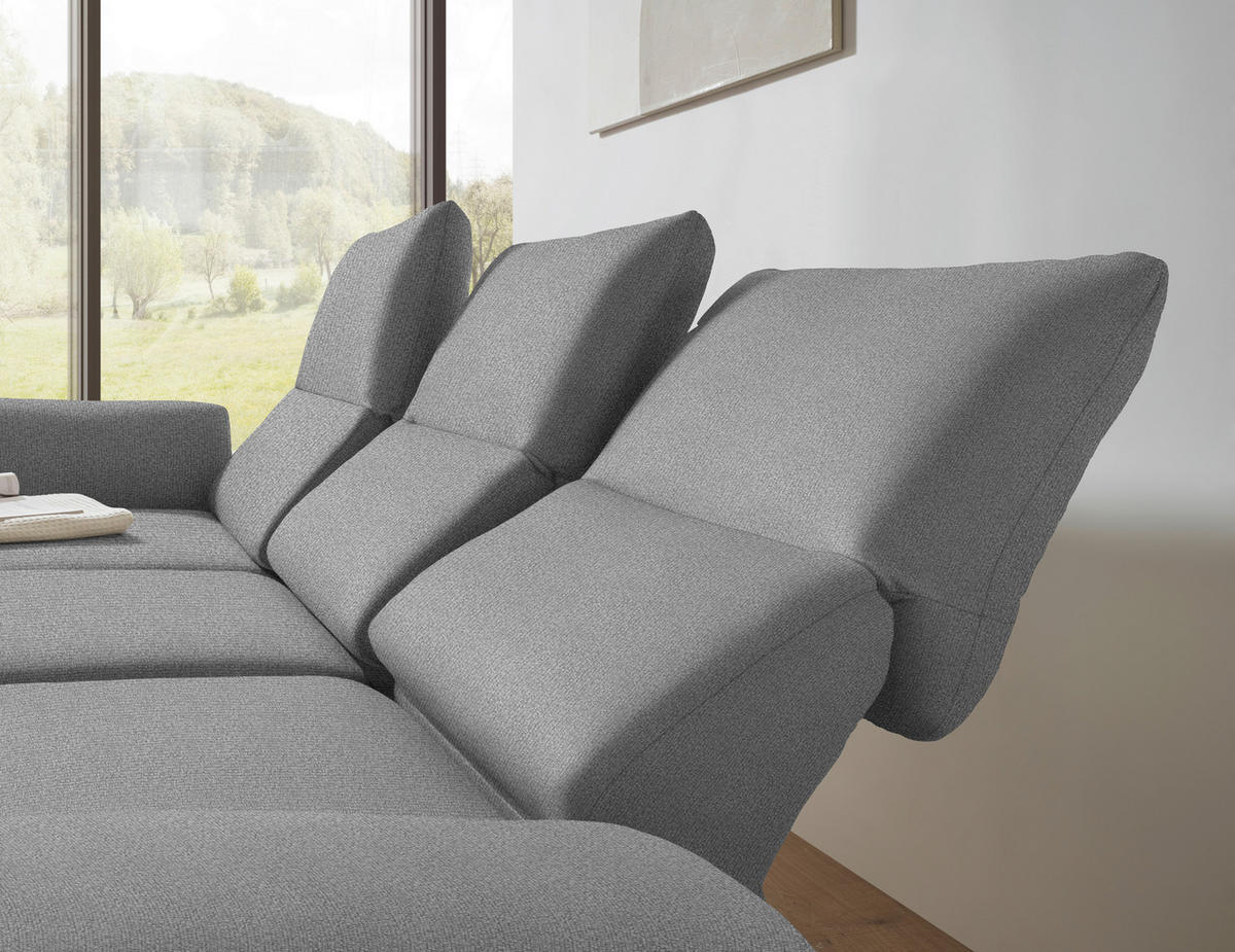 ECKSOFA  in Flachgewebe Hellgrau  175-224/255-365 cm  - Hellgrau/Schwarz, Design, Textil/Metall (175-224/255-365cm) - Dieter Knoll