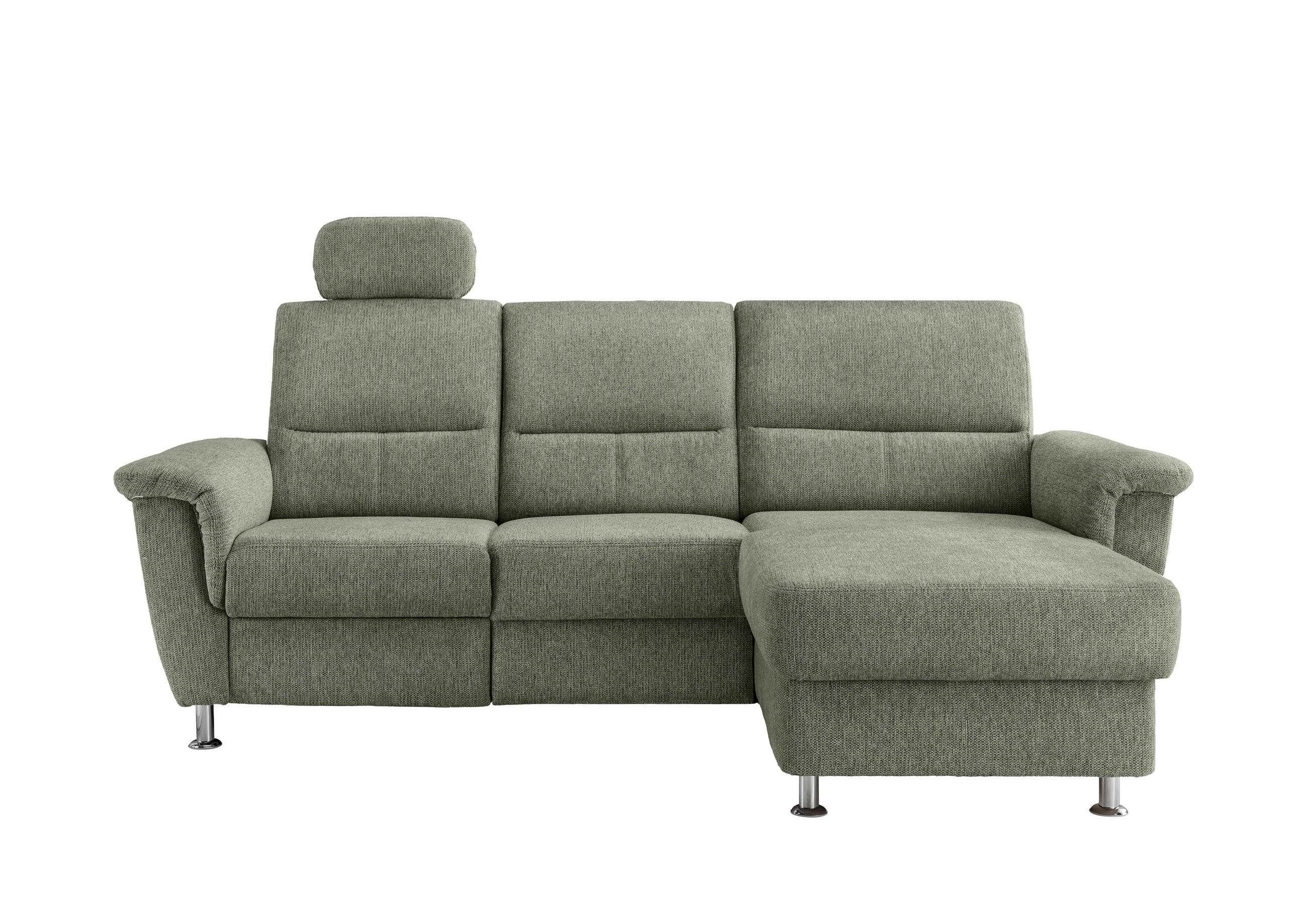ECKSOFA Chenille Grün  - Chromfarben/Grün, Modern, Textil/Metall (231/165cm) - Livetastic