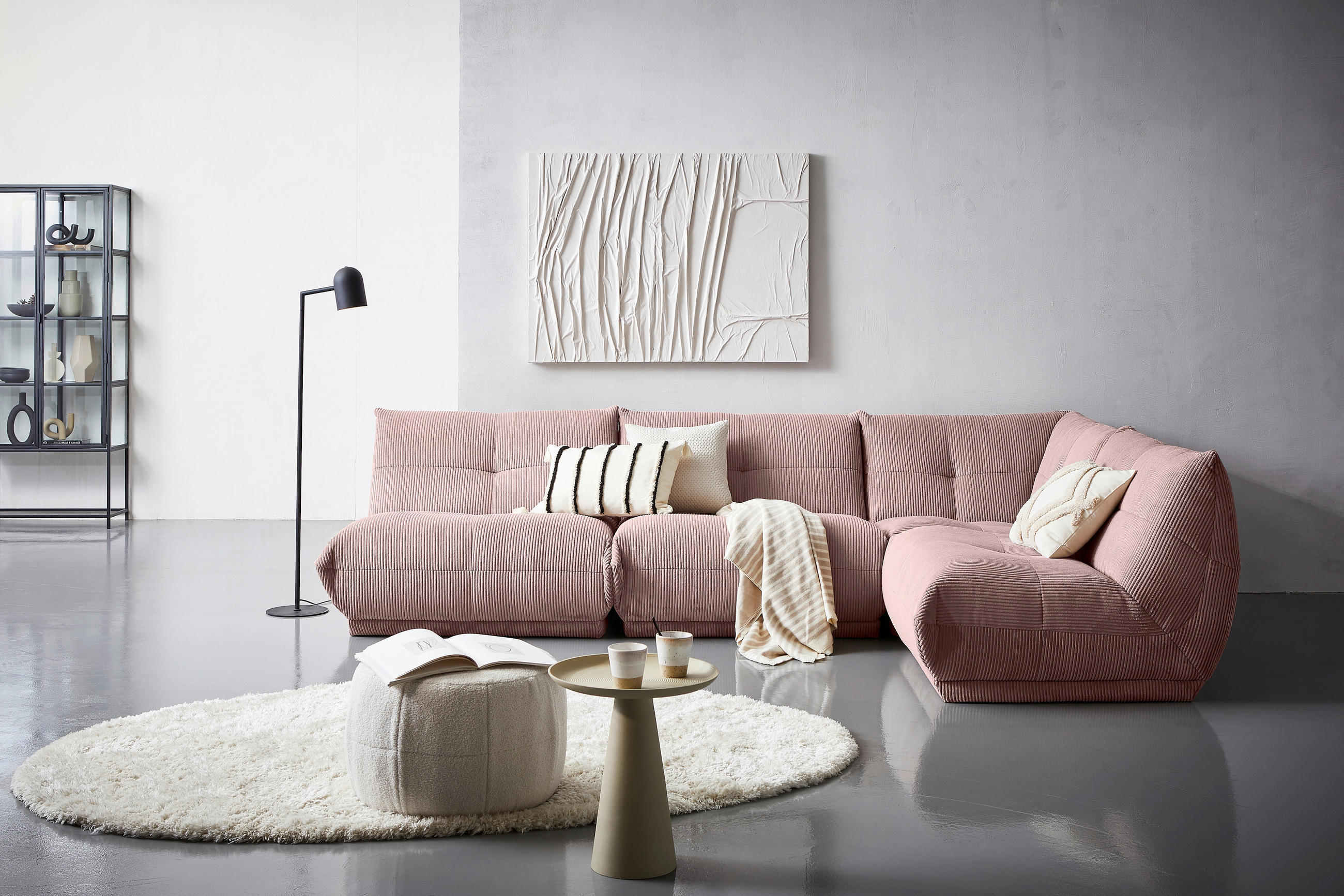 ECKSOFA in Cord Altrosa - Altrosa, Trend, Textil (315/210cm) - Livetastic