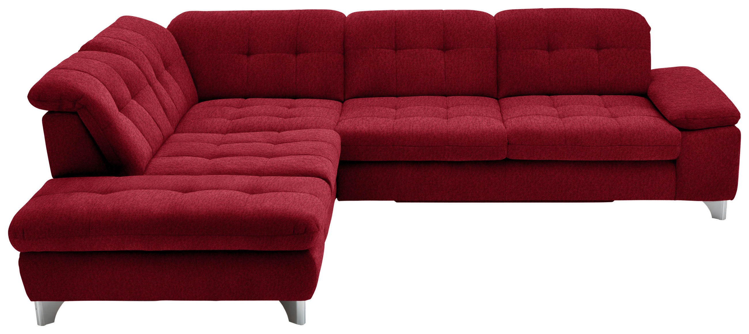 ECKSOFA in Chenille Rot  - Chromfarben/Rot, Design, Textil/Metall (260/310cm) - Beldomo Speed