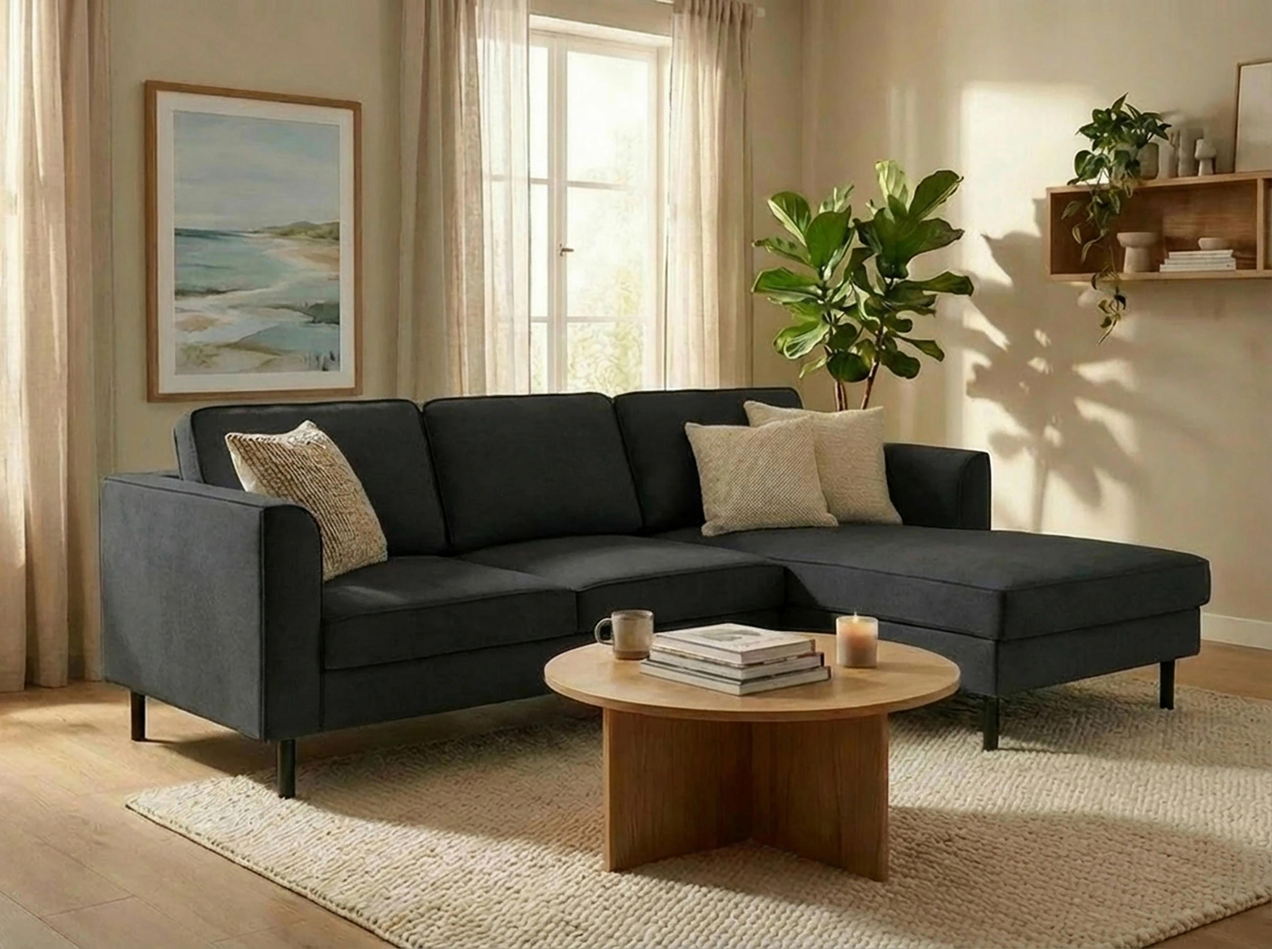 Trendmanufaktur Eckschlafsofa Anthrazit 232x161 cm