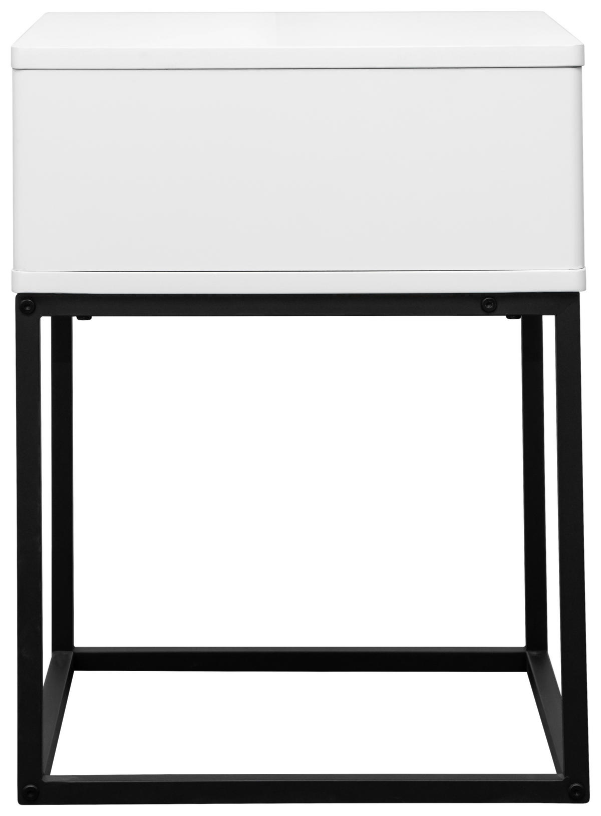 NACHTTISCH 40/52/38,5 cm  Schwarz, Weiss  - Weiss/Schwarz, Design, Holzwerkstoff/Metall (40/52/38,5cm) - Carryhome