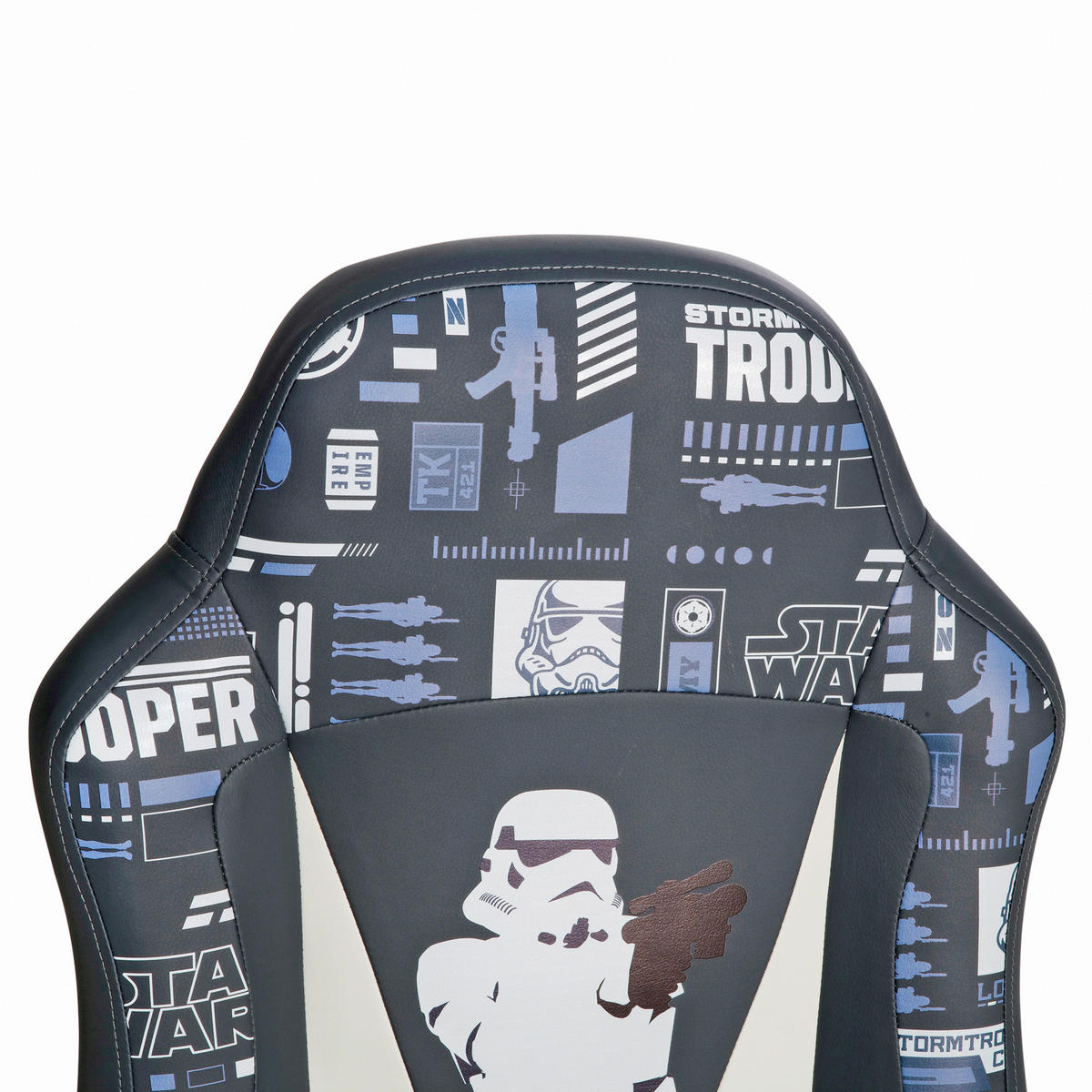 HERNÍ ŽIDLE, vzhled kůže, šedá, černá, bílá, světle modrá - šedá/bílá, Design, textil/plast (60/98,5-108/63,6cm) - Star Wars