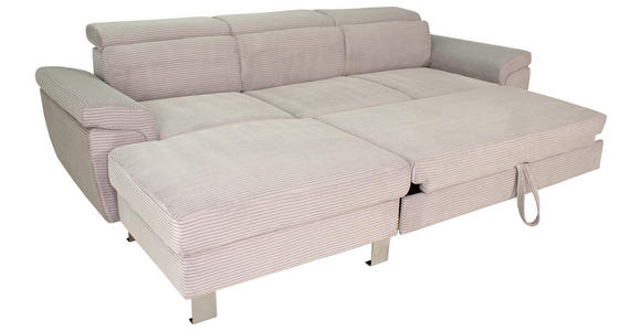 ECKSOFA in Cord Hellgrau  - Silberfarben/Hellgrau, Design, Textil/Metall (167/250cm) - Xora