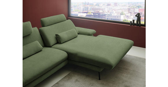 ECKSOFA  in Chenille, Flachgewebe Grün  284/180 cm  - Schwarz/Grün, Design, Textil/Metall (284/180cm) - Dieter Knoll