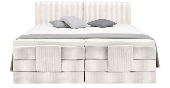 BOXSPRINGBETT 160/200 cm  in Creme  - Creme/Schwarz, Design, Kunststoff/Textil (160/200cm) - Hom`in