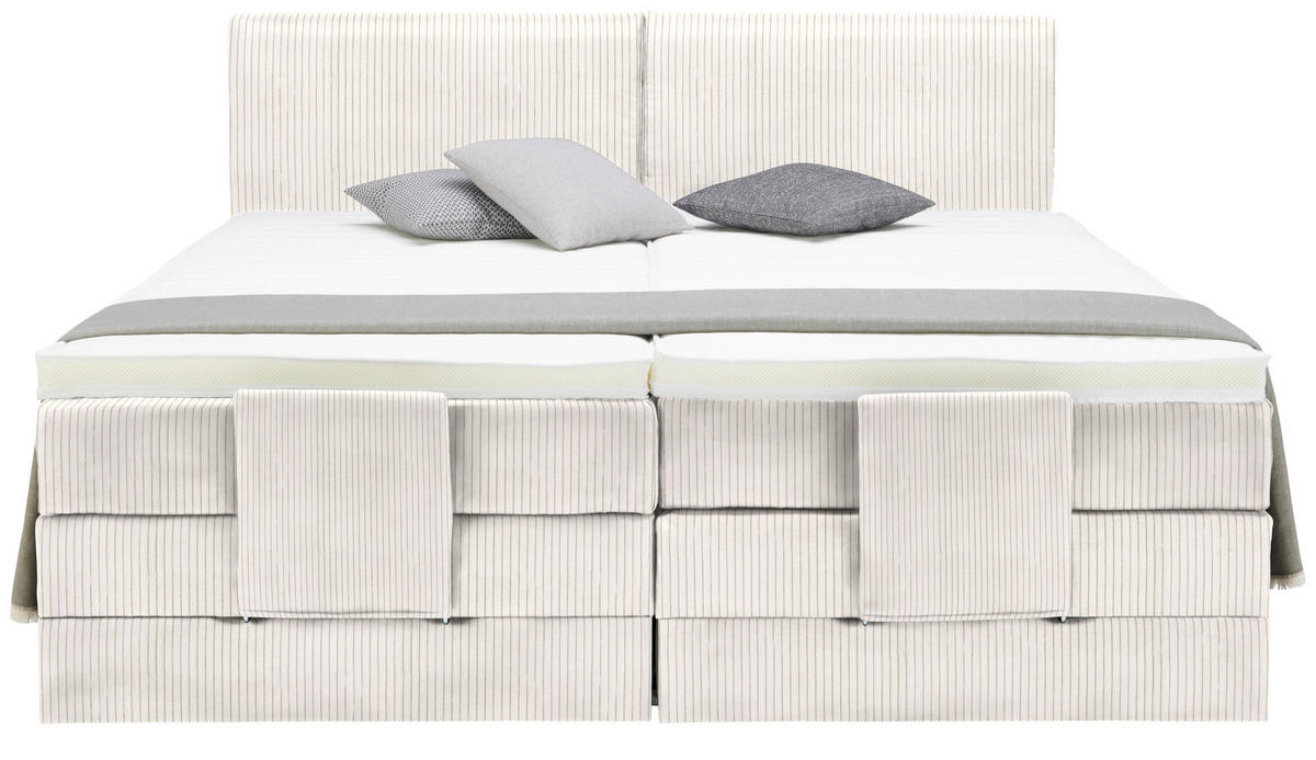 BOXSPRINGBETT 160/200 cm  in Creme  - Creme/Schwarz, Design, Kunststoff/Textil (160/200cm) - Hom`in