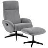 RELAXSESSELSET inkl. Funktion Cord Relaxfunktion, Hocker    - Dunkelgrau/Schwarz, Design, Textil/Metall (75/106/74cm) - Xora