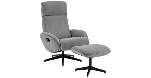 RELAXSESSELSET inkl. Funktion Cord Relaxfunktion, Hocker - Dunkelgrau/Schwarz, Design, Textil/Metall (75/106/74cm) - Xora