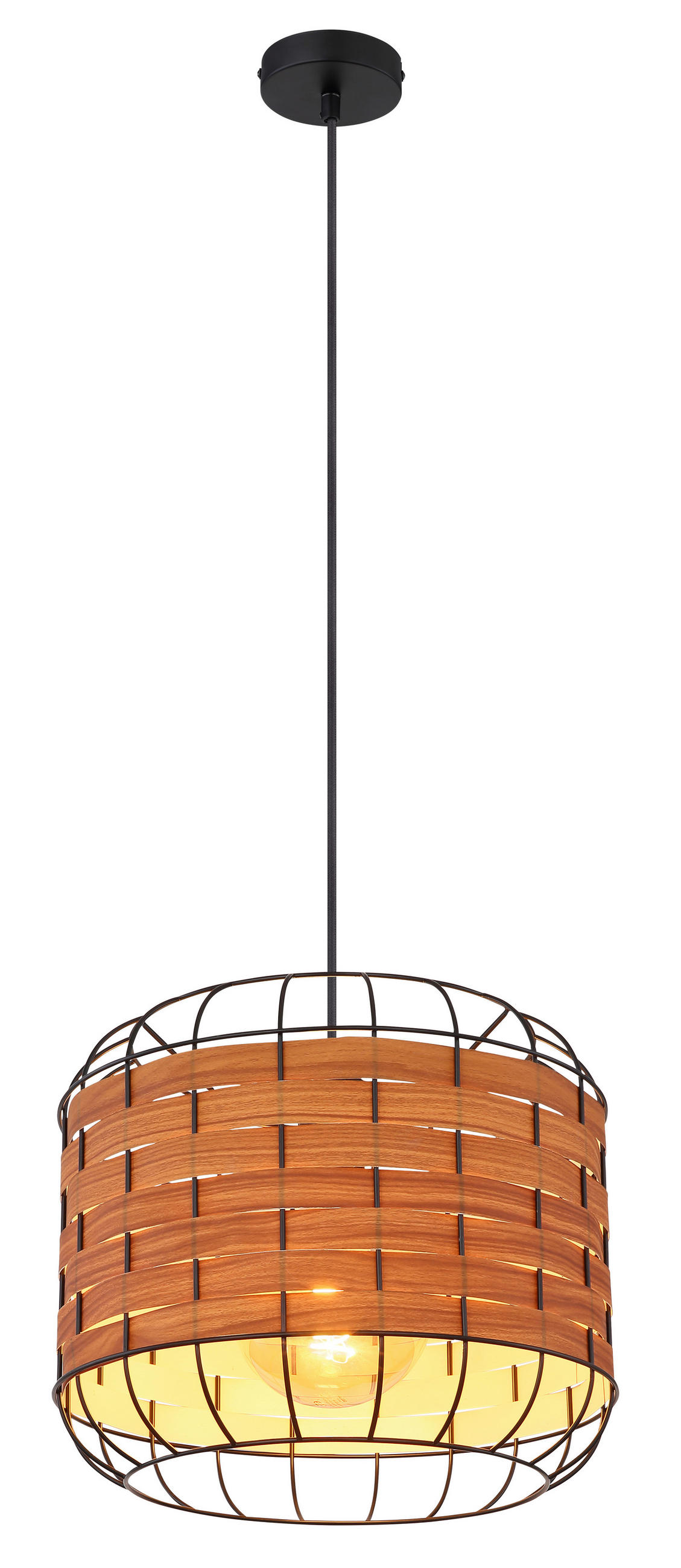 VISEČA SVETILKA        35/120 cm      E27 - črna/rjava, Konvencionalno, kovina/umetna masa (35/120cm) - Globo