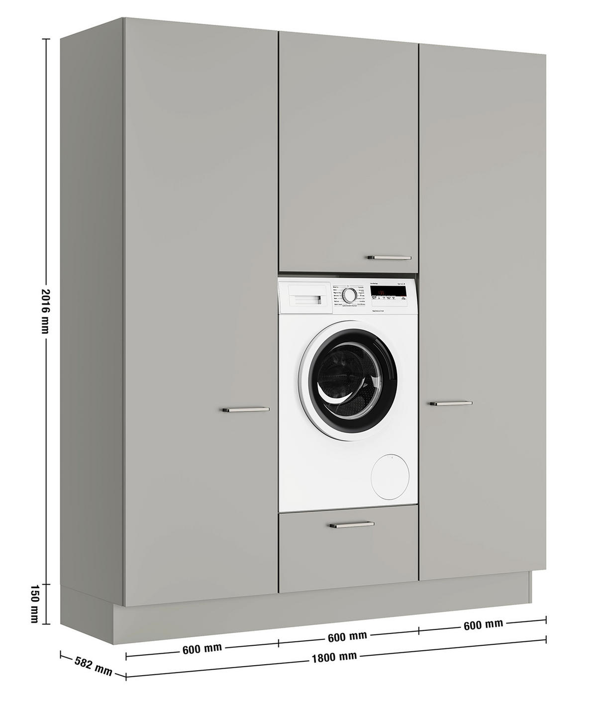 HAUSWIRTSCHAFTSRAUM 180/216,6/58,2 cm  in Grau  - Grau, MODERN, Holzwerkstoff (180/216,6/58,2cm) - Nobilia