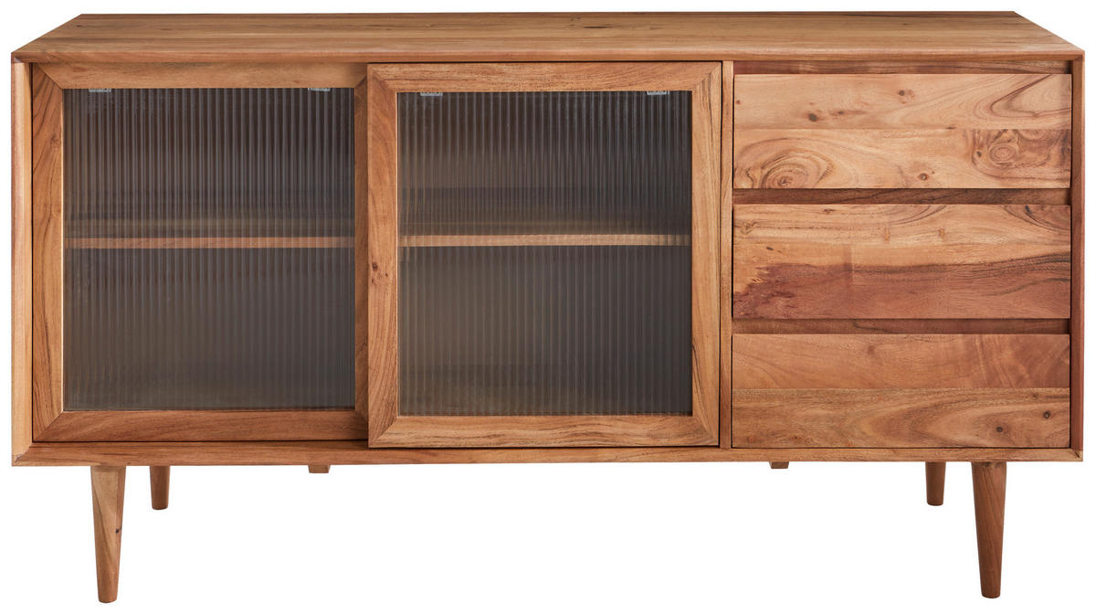 SIDEBOARD  in 147/76/45 cm  - Transparent/Akaziefarben, Natur, Glas/Holz (147/76/45cm) - Livetastic