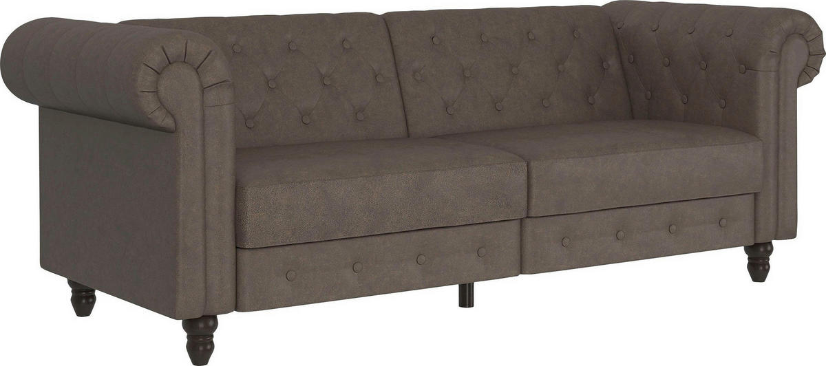 SCHLAFSOFA FIRENZE in Mikrofaser Dunkelbraun Vintage, Skandinavisch, Modern  - Dunkelbraun/Schwarz, Basics, Holz/Textil (236/83/87cm) - Livetastic