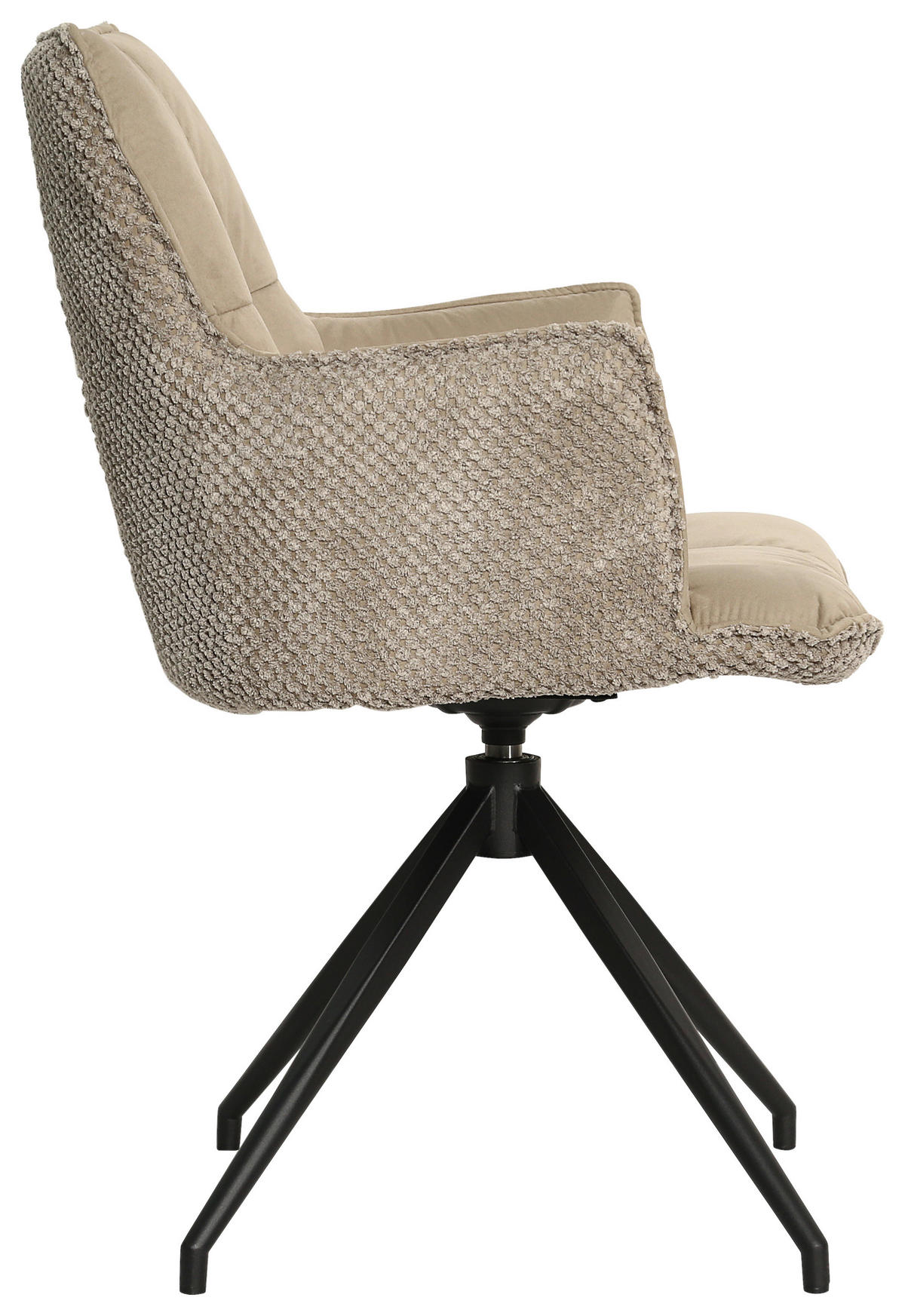 ARMLEHNSTUHL  in Eisen Mikrofaser, Teddystoff  - Taupe/Schwarz, Design, Textil/Metall (59/90/62,5cm) - Novel