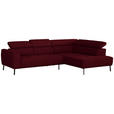 ECKSOFA in Chenille Rot  280/205 cm  - Rot/Schwarz, Design, Textil/Metall (280/205cm) - Xora