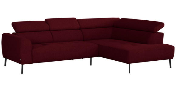 ECKSOFA in Chenille Rot  280/205 cm  - Rot/Schwarz, Design, Textil/Metall (280/205cm) - Xora