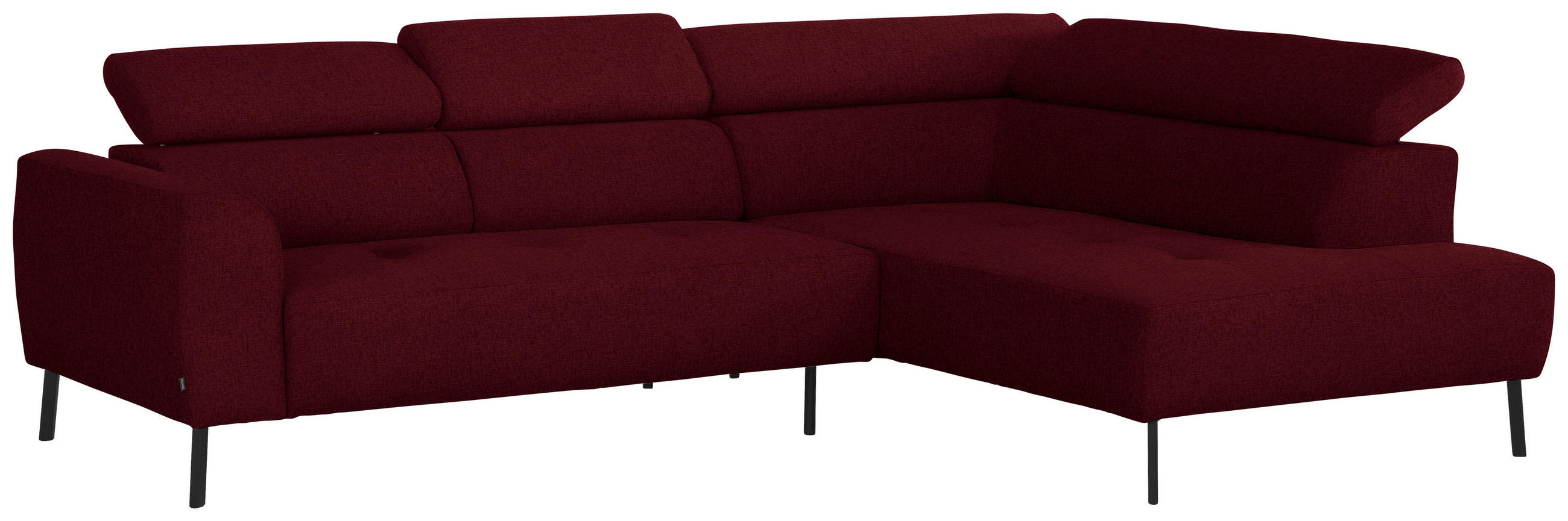 ECKSOFA in Chenille Rot  - Rot/Schwarz, Design, Textil/Metall (280/205cm) - Xora