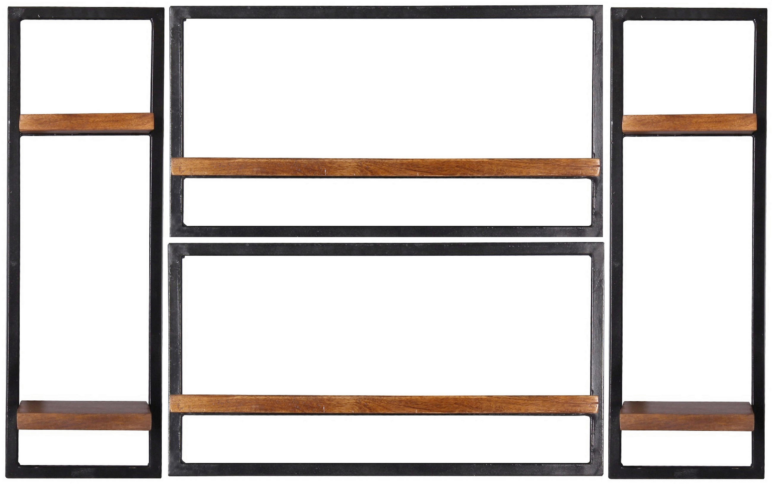 WANDREGALSET 125/75/25 cm  - Schwarz/Naturfarben, Design, Holz/Metall (125/75/25cm) - MID.YOU