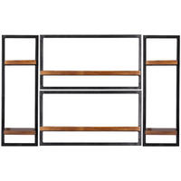 WANDREGALSET 125/75/25 cm  - Schwarz/Naturfarben, Design, Holz/Metall (125/75/25cm) - MID.YOU