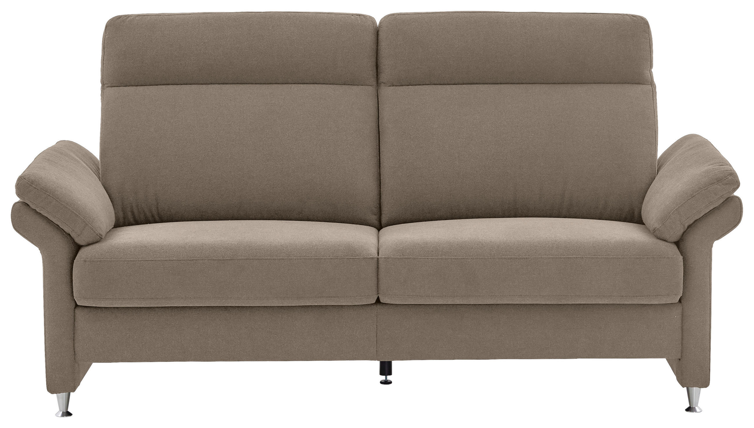 3-SITZER-SOFA Flachgewebe Taupe  - Taupe/Alufarben, MODERN, Textil/Metall (196/103/89cm) - Pure Home Comfort
