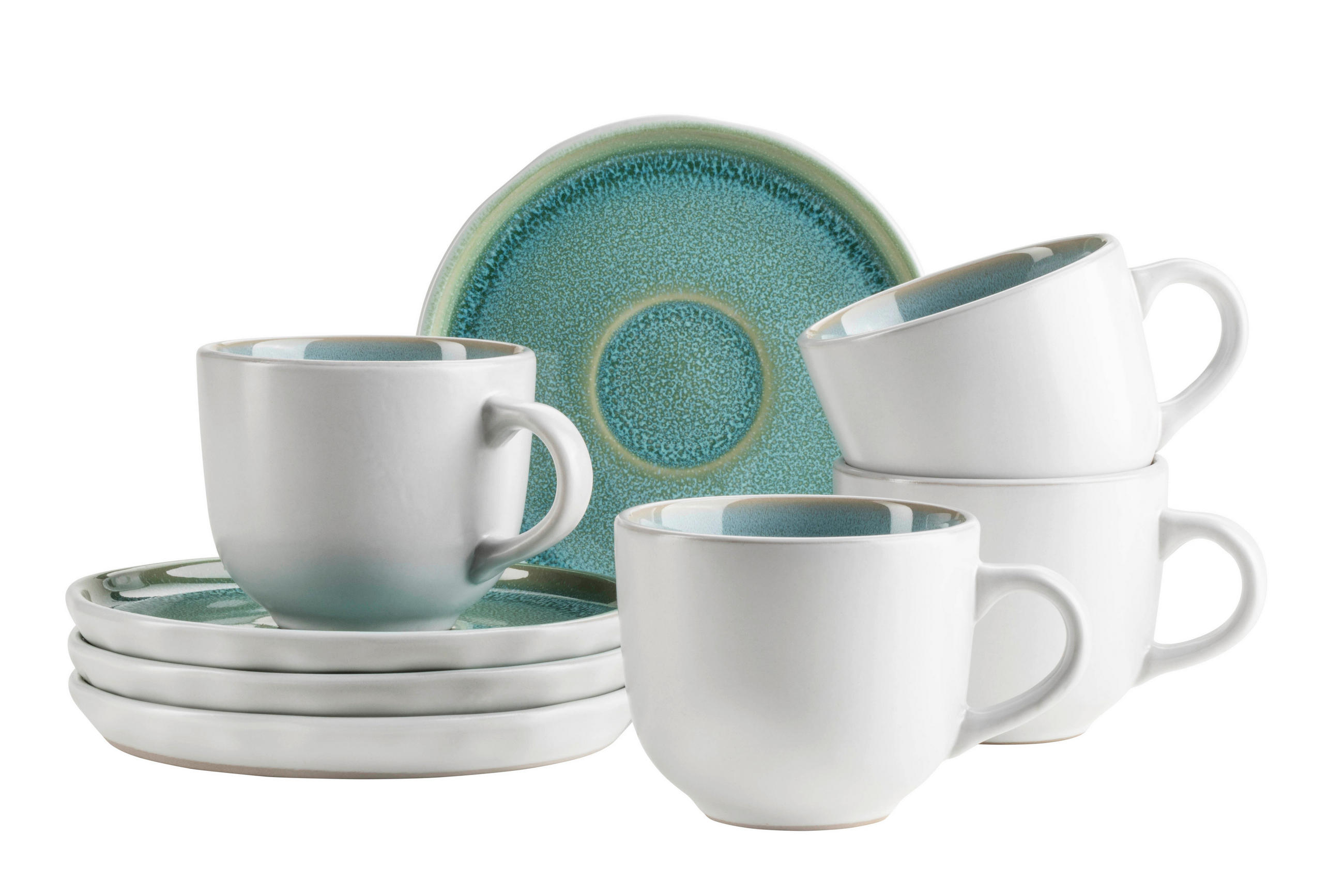 TASSENSET ELEA 8-teilig  - Weiß/Grün, Basics, Keramik - Mäser