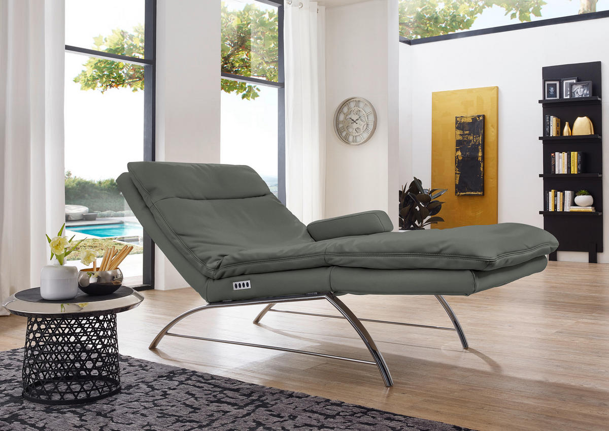 RELAXLIEGE in Echtleder Anthrazit  - Anthrazit/Alufarben, Basics, Leder (95/91/170cm) - Chilliano