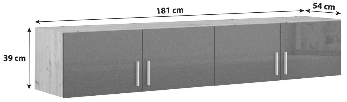 AUFSATZSCHRANK 181/39/54 cm   - Dunkelgrau/Alufarben, Design, Holzwerkstoff/Kunststoff (181/39/54cm) - Carryhome
