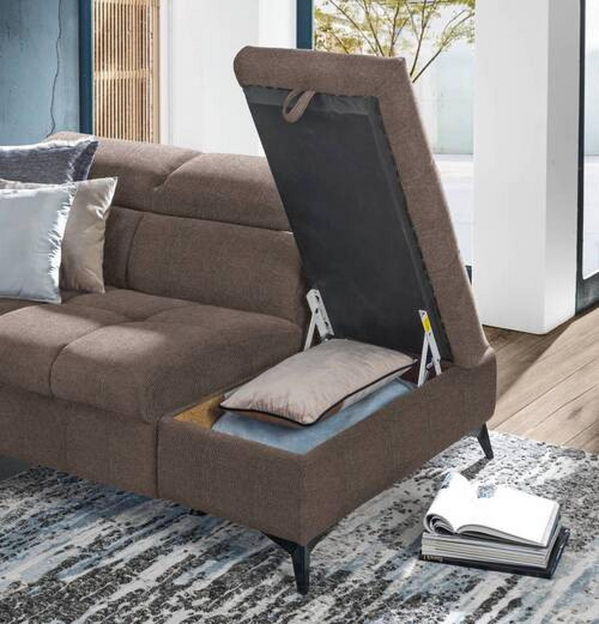 ECKSOFA  in Mikrofaser Taupe  279/210 cm  - Taupe/Schwarz, Design, Kunststoff/Textil (279/210cm) - Stylife