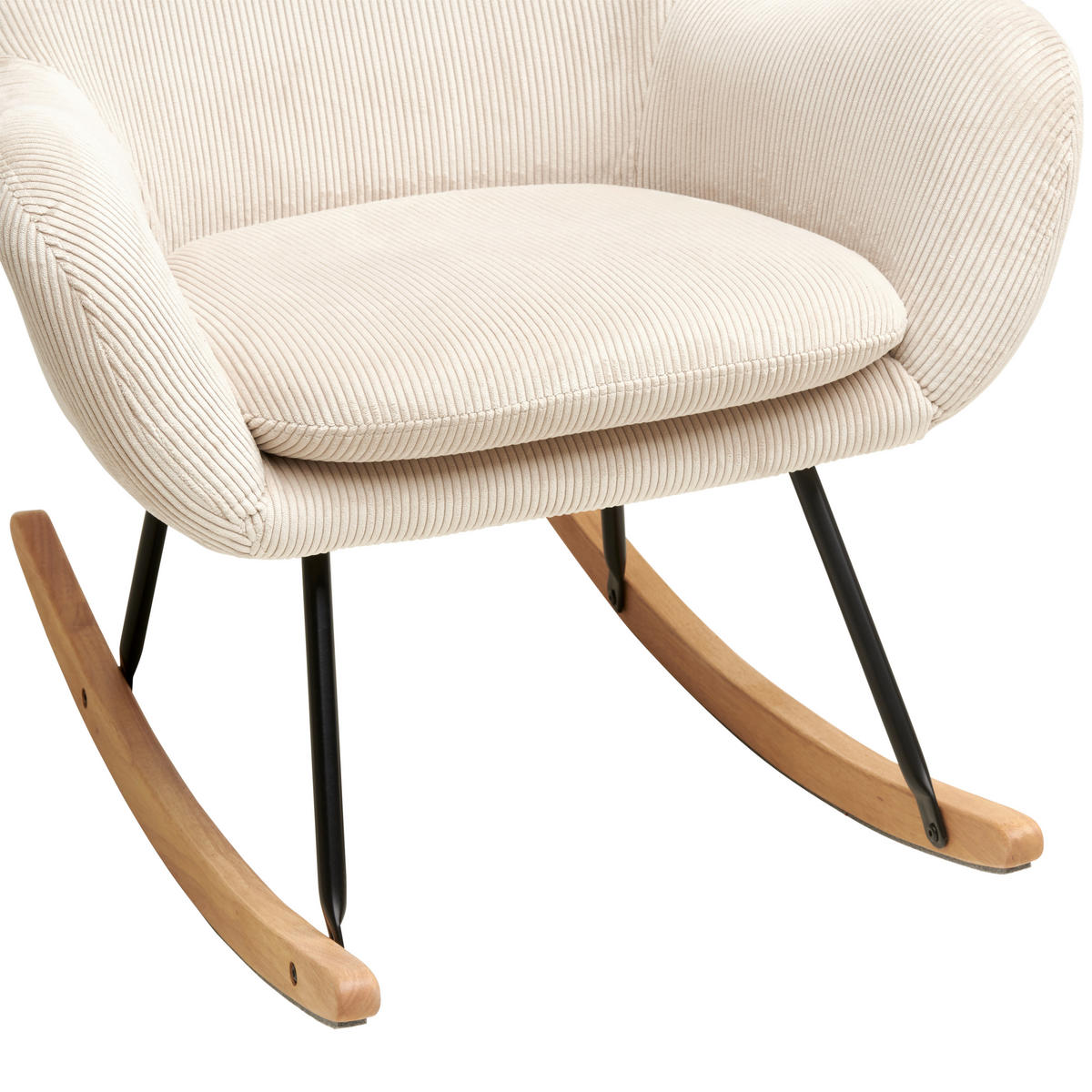 SCHAUKELSESSEL in Cord Creme, Naturfarben, Schwarz  - Creme/Schwarz, MODERN, Holz/Textil (75/102/80cm) - MID.YOU