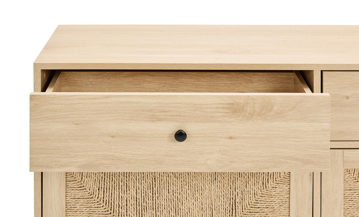 KOMODA   120/80/39 cm   prirodne boje, crna  - prirodne boje/crna, Natur, papir/drvni materijal (120/80/39cm) - MID.YOU
