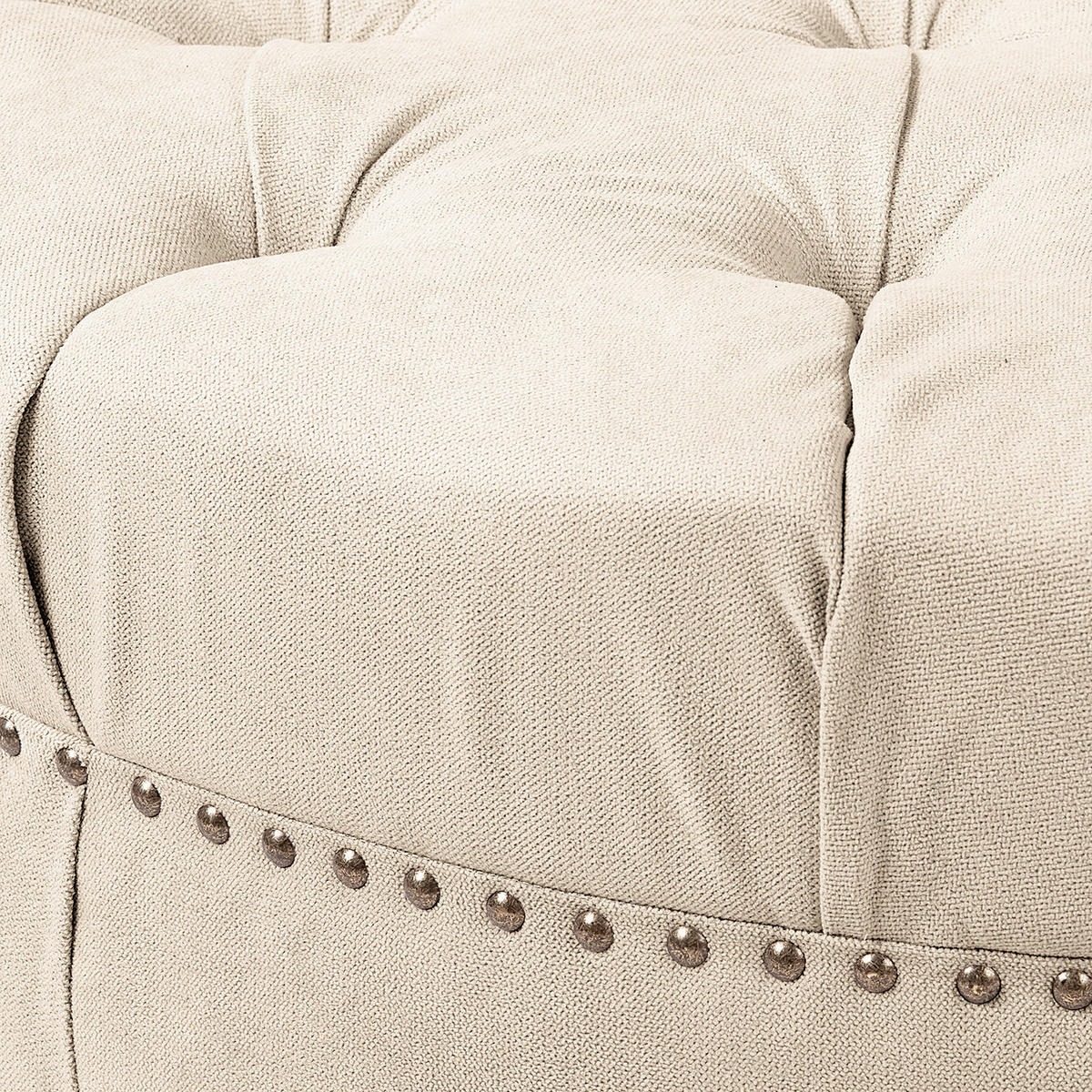 HOCKER Textil Creme  - Creme/Braun, Design, Holz/Textil (80/45/80cm) - Livetastic