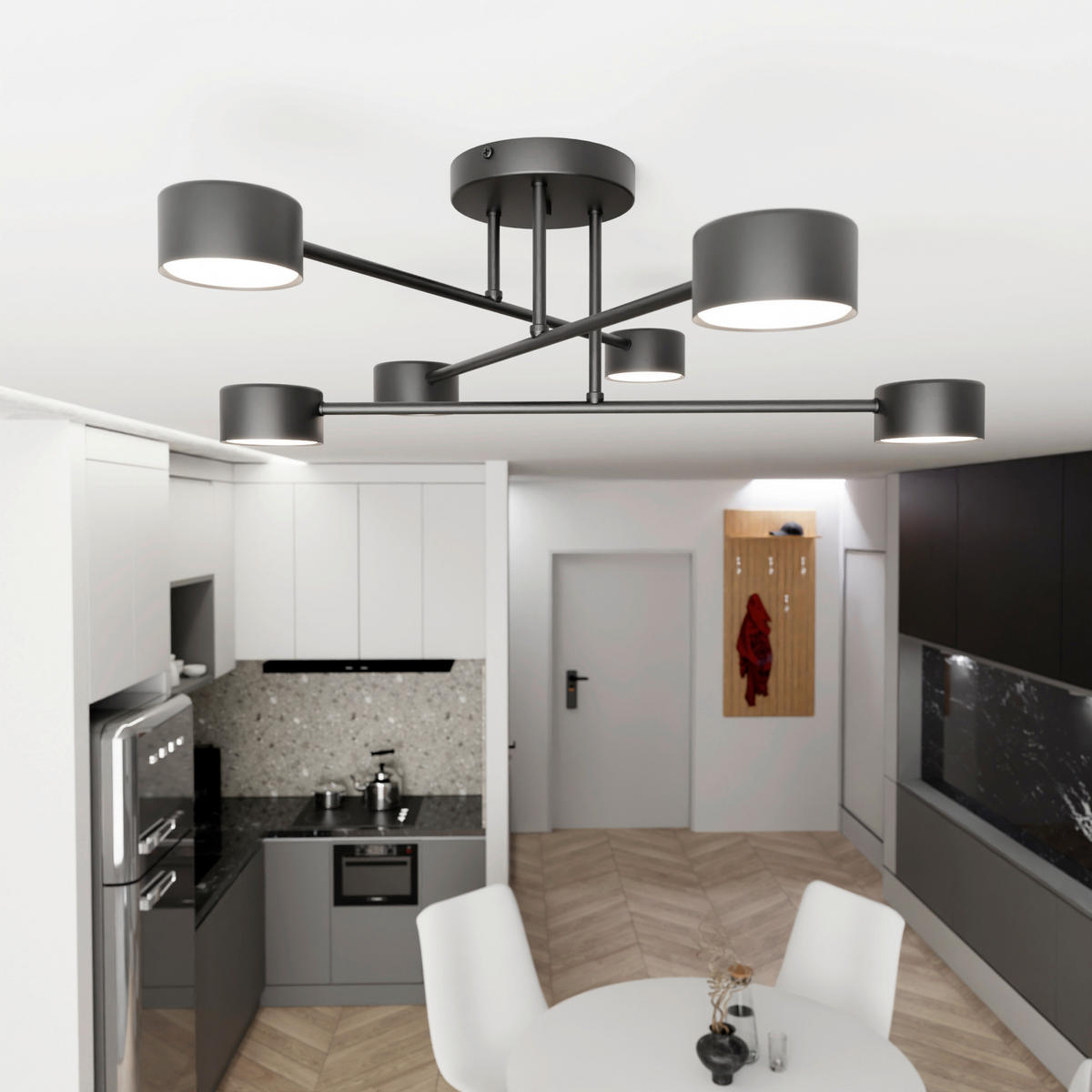 DECKENLEUCHTE 60/60/20 cm  - Schwarz, Design, Metall (60/60/20cm)