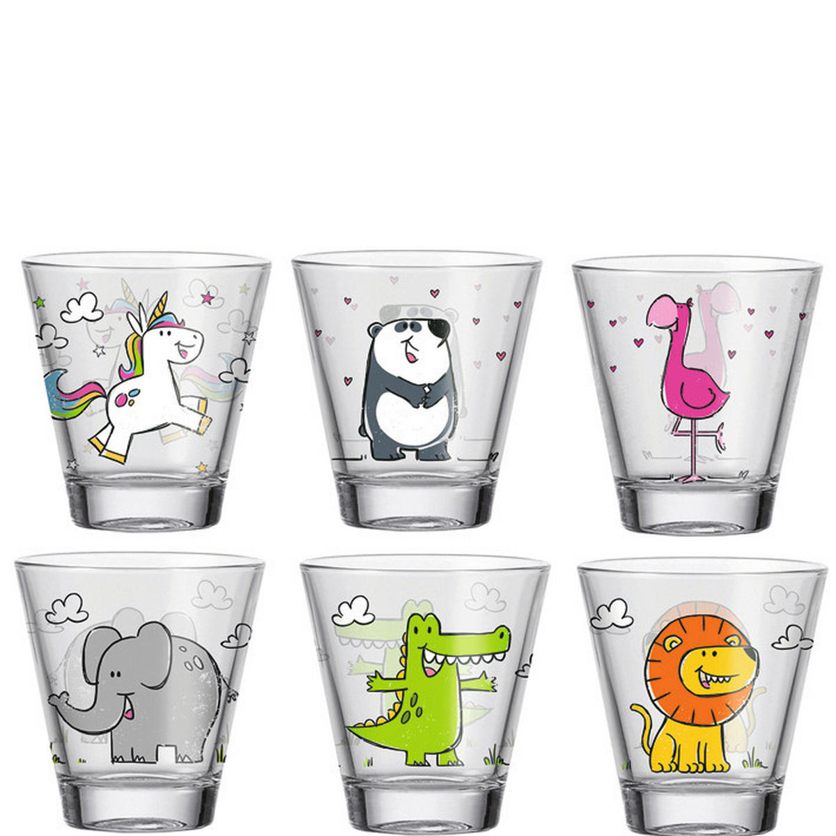 KINDER-GLÄSERSET Bambini  6-teilig  - Transparent/Multicolor, KONVENTIONELL (8,5/9/8,5cm) - Leonardo
