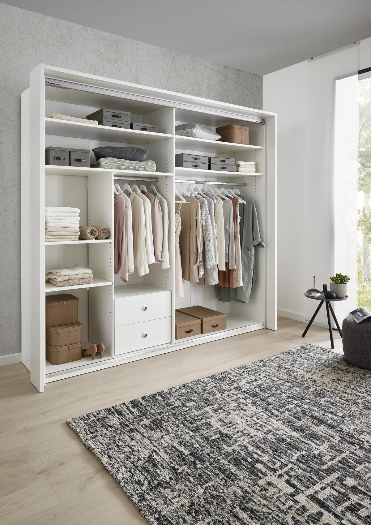  SCHWEBETÜRENSCHRANK 240/226/64 cm 2-türig  - Weiss/Dunkelgrau, Konventionell, Holzwerkstoff/Metall (240/226/64cm) - Xora