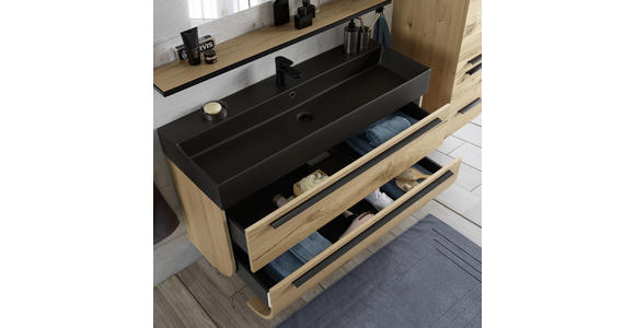 BADEZIMMER in 120 cm - Eichefarben/Schwarz, MODERN, Glas/Holz (120cm) - Dieter Knoll