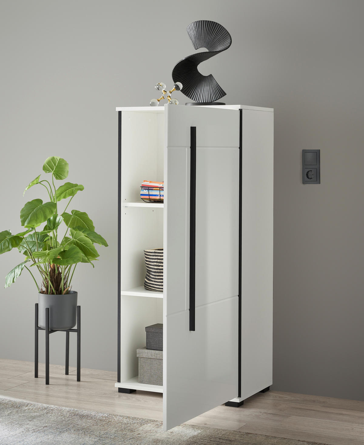 HIGHBOARD  60/126/37 cm  - Weiß Hochglanz/Schwarz, Design, Holzwerkstoff/Kunststoff (60/126/37cm) - Livetastic