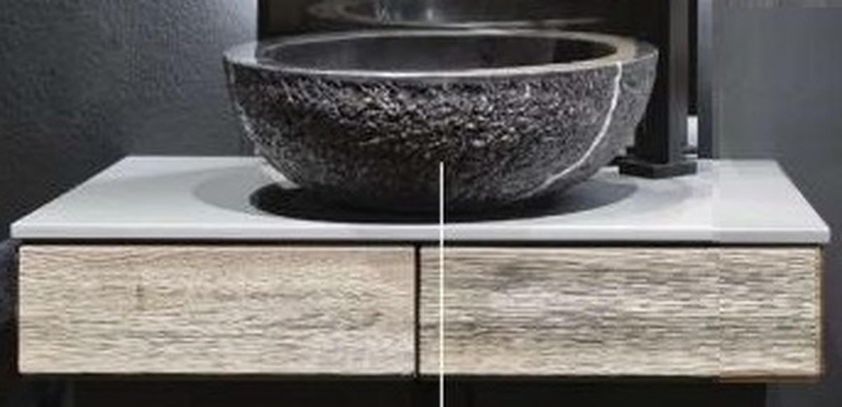 SKRINKA S UMÝVADLOM, 64,4 cm - sivá/farba duba, Natur, drevo/kameň (64,4cm) - Voglauer