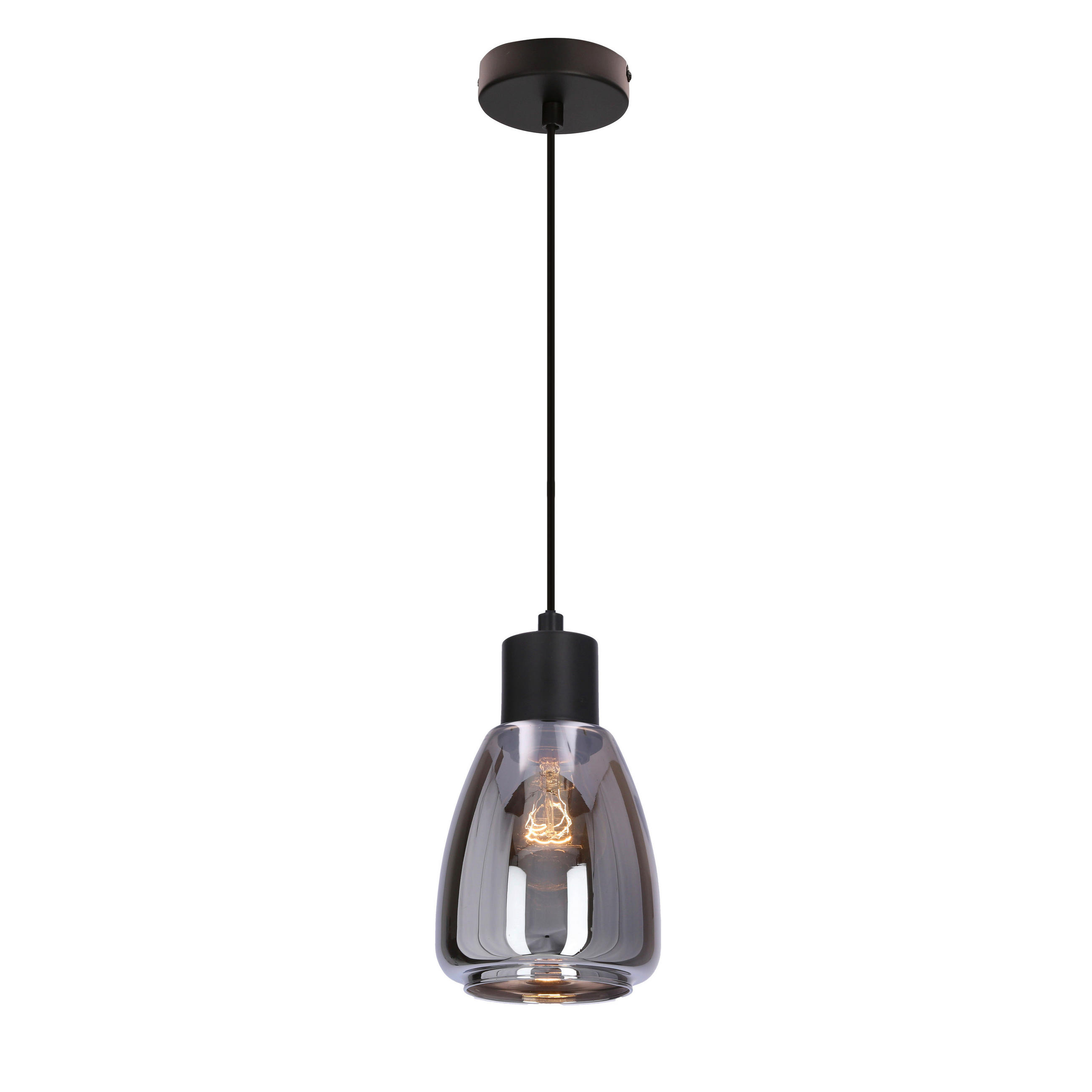 PENDELLEUCHTE 12/12/120 cm  - Schwarz, KONVENTIONELL, Glas/Metall (12/12/120cm)