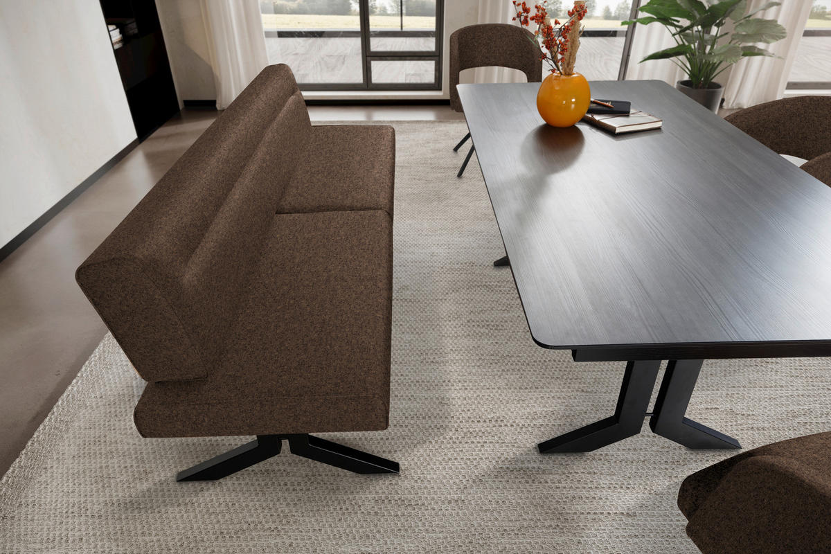 SITZBANK in Metall, Textil Braun, Schwarz  - Schwarz/Braun, Konventionell, Textil/Metall (220/87/70cm) - Moderano
