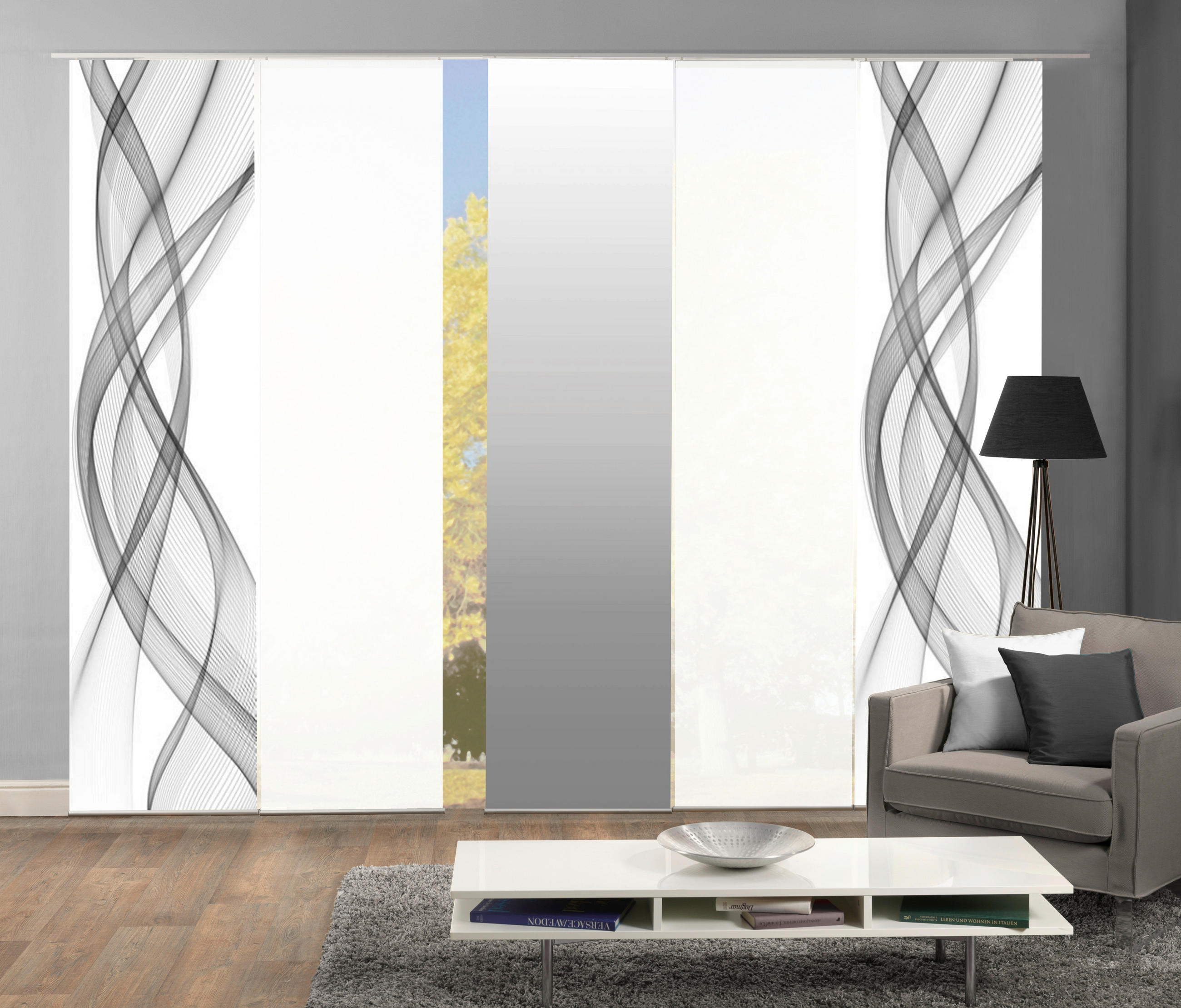 FLÄCHENVORHANG FERROLA, 5-TLG. in Grau blickdicht  - Grau, Basics, Textil (60/245cm)