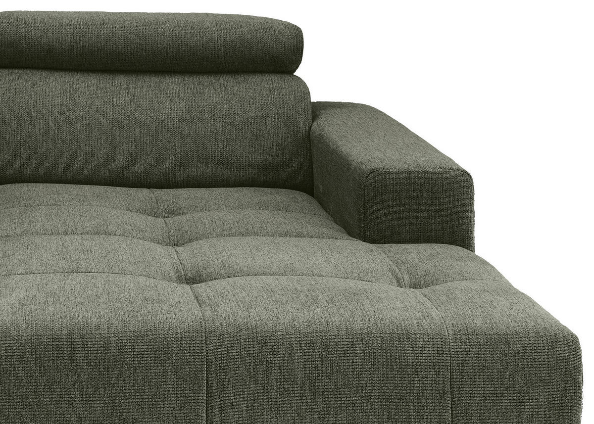 ECKSOFA in Chenille Dunkelgrün  - Dunkelgrün/Schwarz, Konventionell, Textil/Metall (200/188cm) - Livetastic