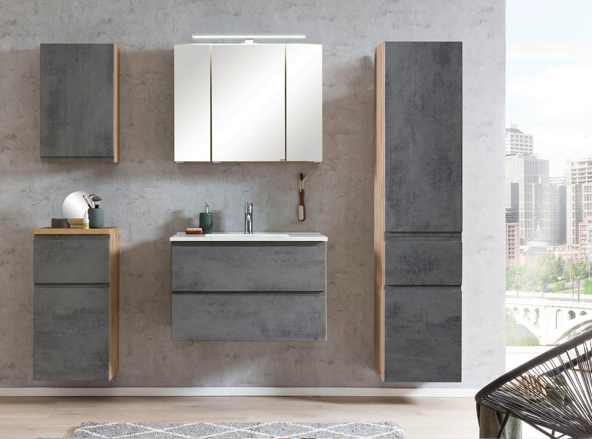 HOCHSCHRANK 40/180/35 cm  - Eiche Wotan/Hellgrau, MODERN, Holzwerkstoff (40/180/35cm) - Held