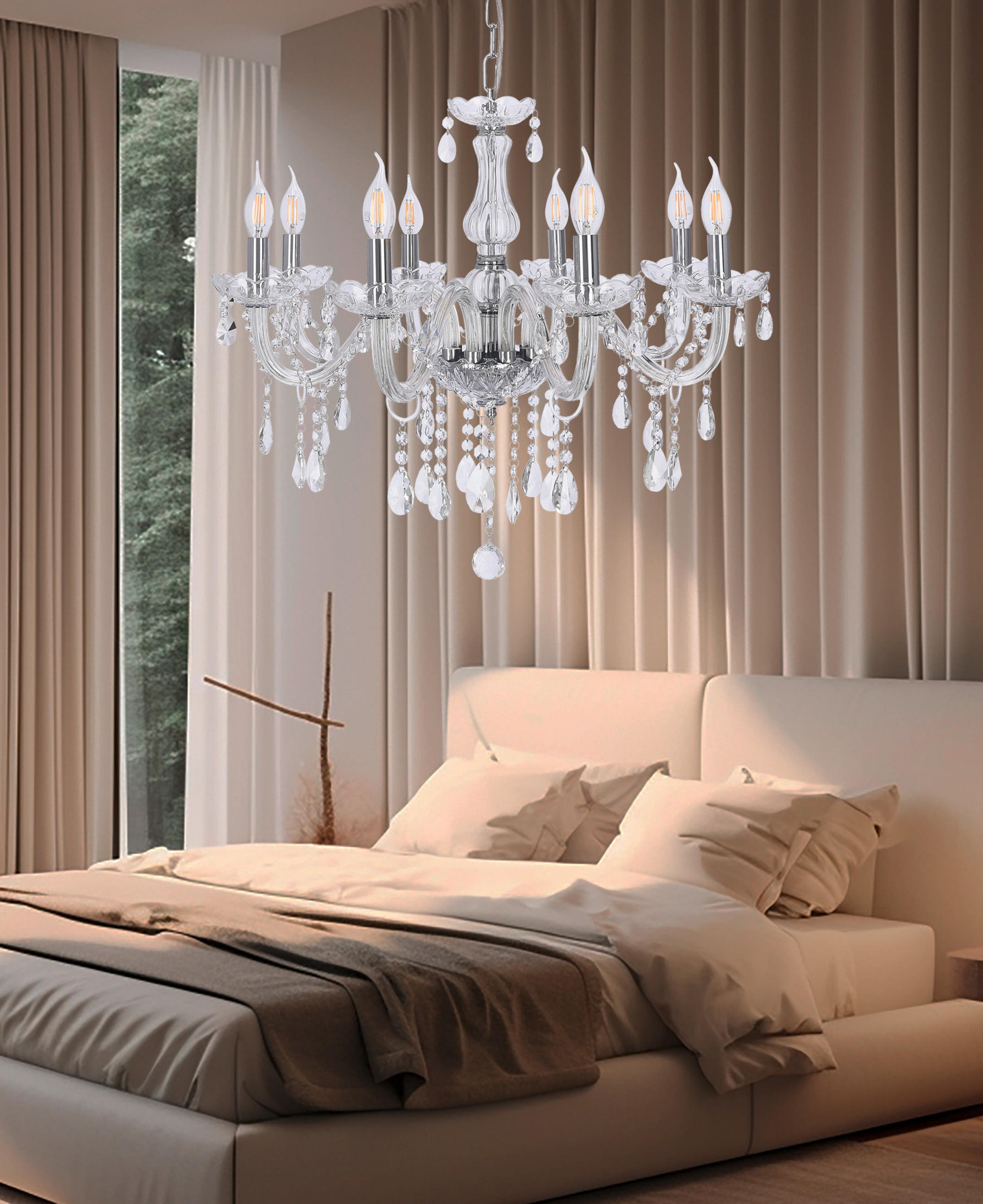 KRONLEUCHTER Cristallo   - Transparent, KONVENTIONELL, Metall (67cm)