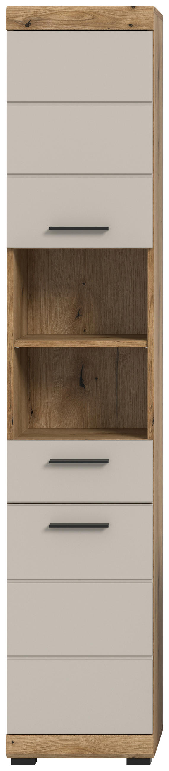 HOCHSCHRANK 37/191/31 cm  - Kaschmir/Schwarz, MODERN, Holzwerkstoff/Kunststoff (37/191/31cm) - MID.YOU